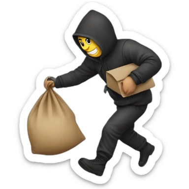 The thief who escaped with a sack of money on his back sticker