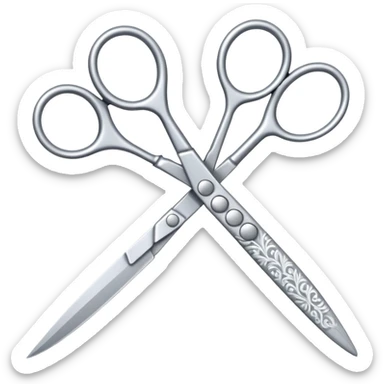 scissors with a lace ornament nearby sticker