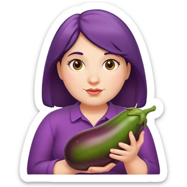 big girl with eggplant  sticker