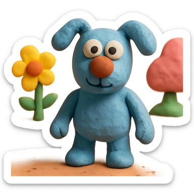 fluffy, visible fingerprints, pastel colors, claymation style sticker
