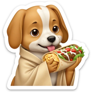 Dog eating a burrito sticker