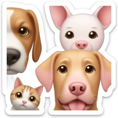 Cat and dog and pig sticker