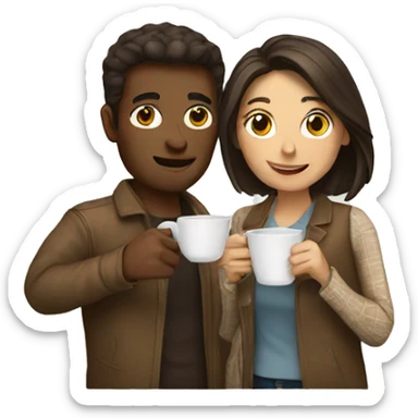 Man and woman drinking coffee  sticker