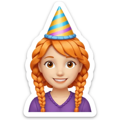 party hatted orange braided haired girl sticker