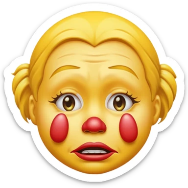 Sobbing yellow emoji clown sticker