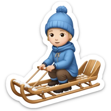 child pulling sled sticker