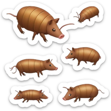 Brown pig armadillo cow centipede insect sticker