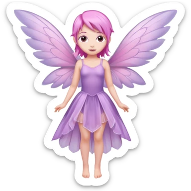 Lilac and pink fairy with wings but you can see her whole body  sticker