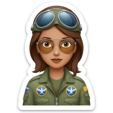 A female pilot with medium skin and tied-back brown hair sticker