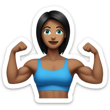 Muscle mommy with blue eyes and black hair sticker