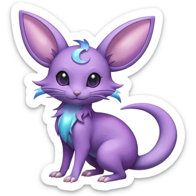 Celestial Crescent Lunar Shiny Glossy Lumine Stellar Rattata-Noibat-Espeon-Purrloin-Fakemon-hybrid-creature (full body) sticker