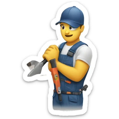 repairman repairing a window sticker