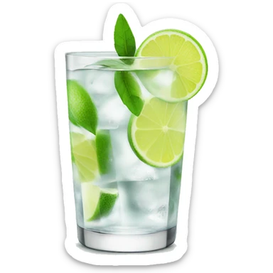Gin and tonic with a slice of green lemon  sticker