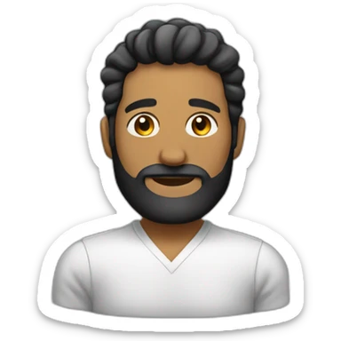 Hombre meztizo sin pelos y con barba negra y con ropa negra sticker