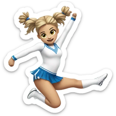 Jumping-splits-white-Cheerleader-pigtails  sticker