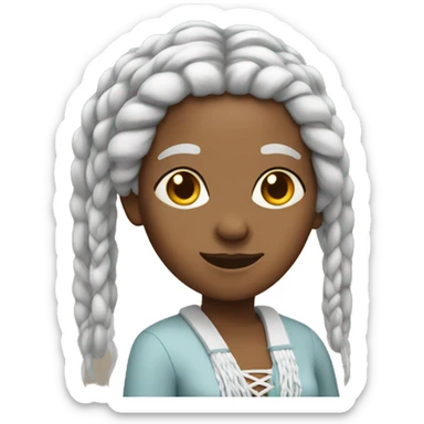 older black lady with long white braids sticker