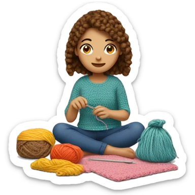 Girl crocheting  sticker