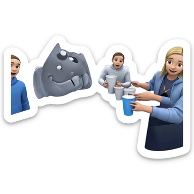 fun kids holding cups sticker