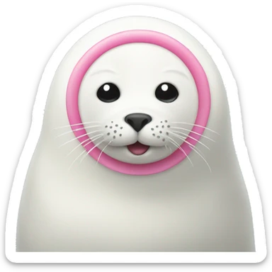 White seal with pink heart  sticker