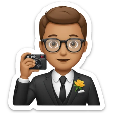 Hombre moreno con gafas haciendo fotos en una boda sticker