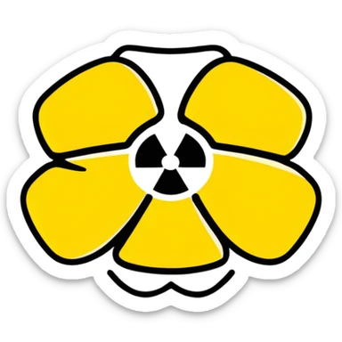 Bright yellow and black radiation hazard trefoil symbol warning sign sticker