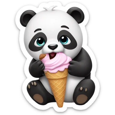 Panda eating ice cream sticker