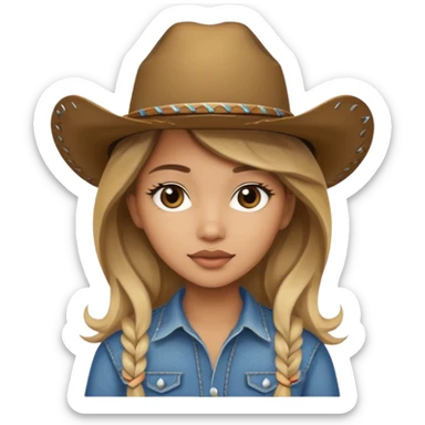 Brown haired girl with a blonde balayage wearing a cowboy hat and she is lightskin sticker
