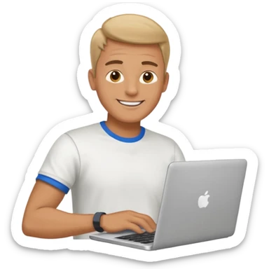 happy man on laptop sticker