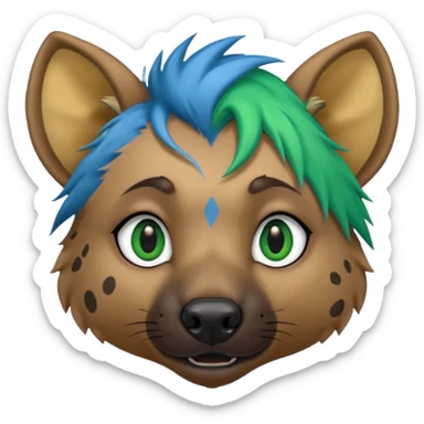 hyena with blue and green hair sticker