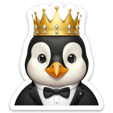 Penguin with a crown sticker