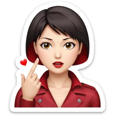 Ada Wong from Resident Evil, winking and blowing a kiss sticker