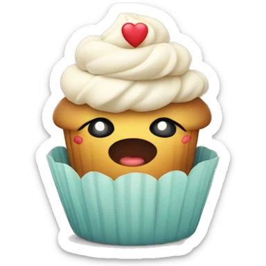 cute cupcake with  hands shaping a heart with its fingers sticker
