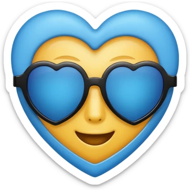 blue heart wearing black sunglasses stylish emoji sticker