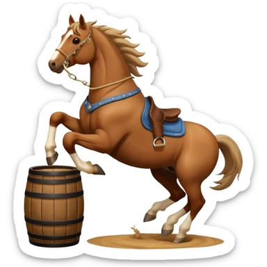 Horse running barrels in rodeo sticker