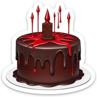 Goth cake with blood sticker