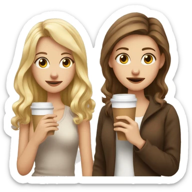 Blonde Girl with Coffee and cigarette in her Hand, Brown haired Girl with Coffee and cigarette in her Hand, another brown haired girl with Coffee and cigarette in her Hand sticker