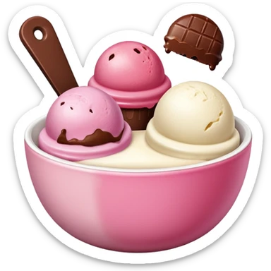 Neapolitan ice cream scoops in a bowl sticker