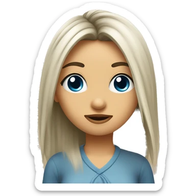 Una ragazza coi capelli castani lunghi fini alle spalle e la frangia corta con piercing al naso, occhi azzurri  sticker