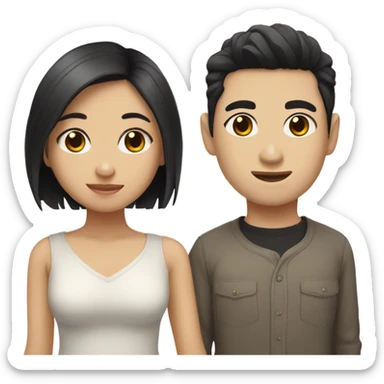 Asian girl with white skin and a boyfriend with dark hair light skin sticker