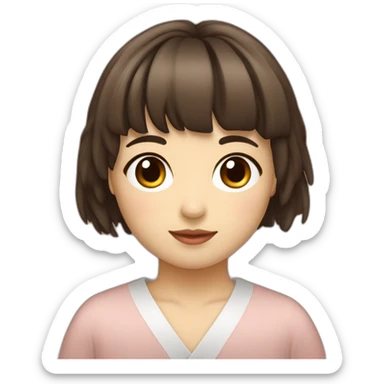 Japonaise jeune brune avec frange sticker