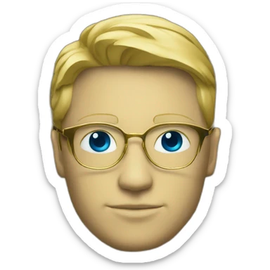 cyber security fellow with blue eyes gold color glasses border sticker