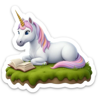 unicorn layinf down learning sticker