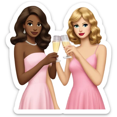 Lana del Rey & Taylor Swift drinking champagne pink dress sticker