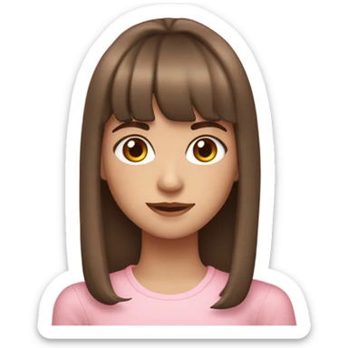 Woman 22 years old, Brown hair with bangs and light Eyes - Girly Pink aesthetic sticker