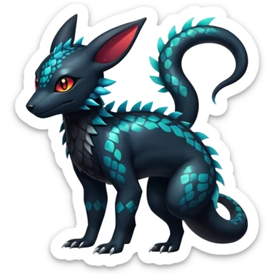 Colorful Dark Shiny Exotic Salandit-Umbreon-Quilava-Fakémon-hybrid-creature (full body)  sticker