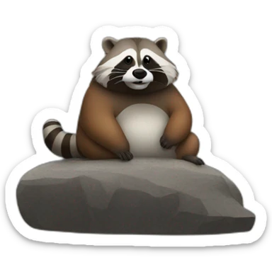 A RACOON SITTING ON TOP OF A WALRUS WITH FULL LANDSCAPE BACKGROUND sticker