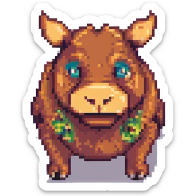 Pumbaa as a pixel art character, simplified shapes, retro video game look sticker