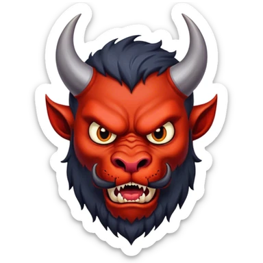 Cabeza de diablo con barba, moreno claro sticker