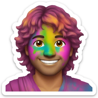 Happy holi with my face sticker