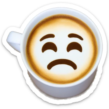 Latte art in a white coffee mug  sticker